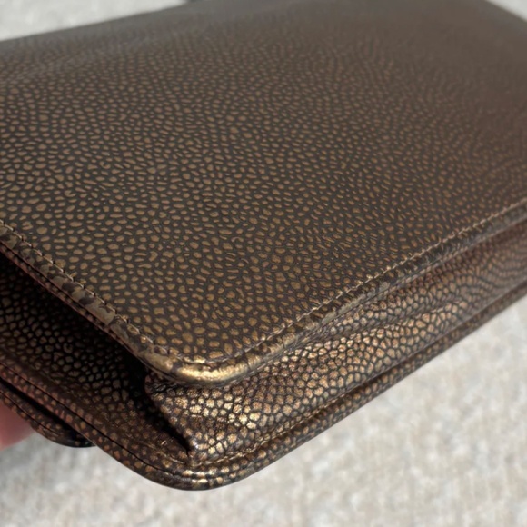 Authentic Chanel Gold Bronze Metallic Caviar Timeless Wallet on Chain Double CC - Picture 8 of 13